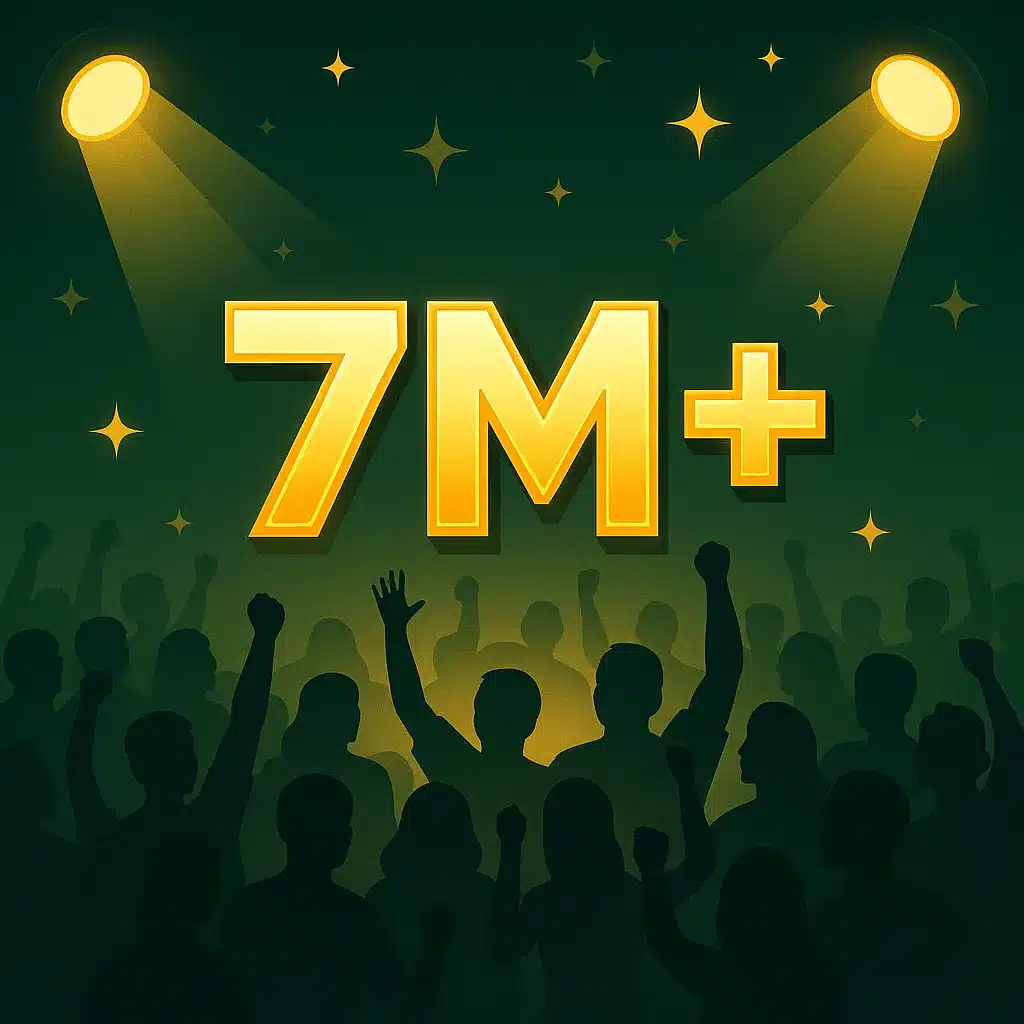 Over 7 million TK999 members celebrating with golden spotlight